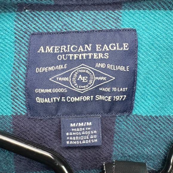 American Eagle Outfitters‎ Mens Plaid Flannel Button Up Shirt Long Sleeve M - Picture 2 of 8